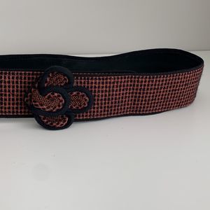 Vintage checkered belt black & brick brown